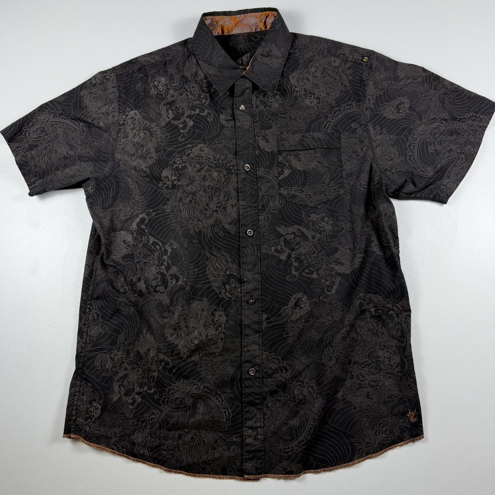 Vintage Y2K Split Skateboards Button Up Shirt Black Skater Men's Medium Asia